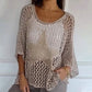 Summer Hot Sale🔥Women's Fashion Round Neck Crochet Knit Fishnet Top