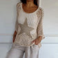 Summer Hot Sale🔥Women's Fashion Round Neck Crochet Knit Fishnet Top