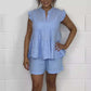 😍Best Seller😍Women's Cheesecloth Ruffle Shorts & Top Set