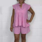 😍Best Seller😍Women's Cheesecloth Ruffle Shorts & Top Set