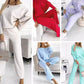 💖New Year Promotion 49%OFF✨Women's Solid Color Drop Shoulder Pullover and Loose Pants Set
