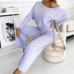 💖New Year Promotion 49%OFF✨Women's Solid Color Drop Shoulder Pullover and Loose Pants Set
