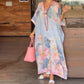 🎁Hot Sale 49% OFF🌸Floral Print Loose Long Dress with Half Sleeves