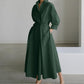 💥2025 Hot Sale💕Women's Plain Cotton Lapel Shirt Wrap Dress