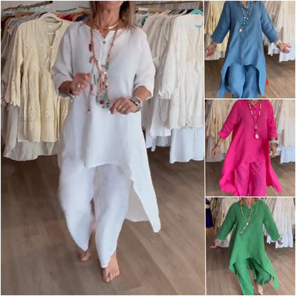 💕Hot Sale 50% OFF🌸 Women's Solid Color Linen Casual Suit
