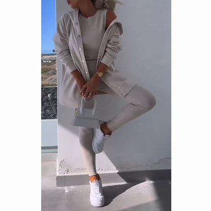💖New Year Promotion 49%OFF✨Hooded Cardigan, Vest, leggings ,Three-piece Set