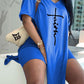🌸Summer Specials🌸Letter Print Split Side V Neck T-Shirt & Shorts(2 Piece Set)