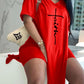 🌸Summer Specials🌸Letter Print Split Side V Neck T-Shirt & Shorts(2 Piece Set)
