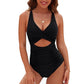 🔥HOT SALE 49% OFF🔥Womens Push-up Tummy Control Bathing Suits V-neck Cutout Swimsuits