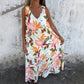 💕⏰Last Day Hot Sale!!⌛🎁 Women's Leaves Pattern V-Neck Sleeveless Floor-Length Dress💕