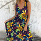 💕⏰Last Day Hot Sale!!⌛🎁 Women's Leaves Pattern V-Neck Sleeveless Floor-Length Dress💕