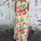 💕⏰Last Day Hot Sale!!⌛🎁 Women's Leaves Pattern V-Neck Sleeveless Floor-Length Dress💕