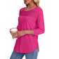 💕Last Day 50% OFF👚Women’s Pleated Detail 3/4 Sleeve Casual T-Shirt✨
