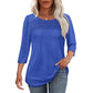 💕Last Day 50% OFF👚Women’s Pleated Detail 3/4 Sleeve Casual T-Shirt✨