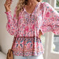 💖2025 New Products💖Women's Fashion Printed v-Neck Long Sleeve Shirt