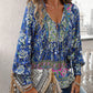 💖2025 New Products💖Women's Fashion Printed v-Neck Long Sleeve Shirt