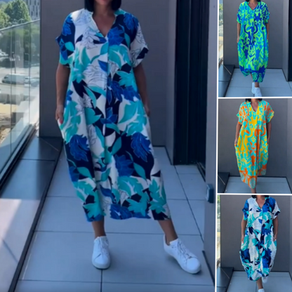 🏖️Summer Hot Sale 59% OFF🌼Women's Printed V - Neck Casual Elegant Dress