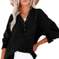 💥 LAST DAY — HALF PRICE! 💖 Women's Gauze Button Neck Long Sleeve Blouse – Soft Pure Cotton, Oversized Comfort 🎽 V-Neck, Textured, Side Slits ✨ Effortless Style for Coffee Runs, WFH & Country Walks 🌿