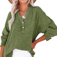 💥 LAST DAY — HALF PRICE! 💖 Women's Gauze Button Neck Long Sleeve Blouse – Soft Pure Cotton, Oversized Comfort 🎽 V-Neck, Textured, Side Slits ✨ Effortless Style for Coffee Runs, WFH & Country Walks 🌿