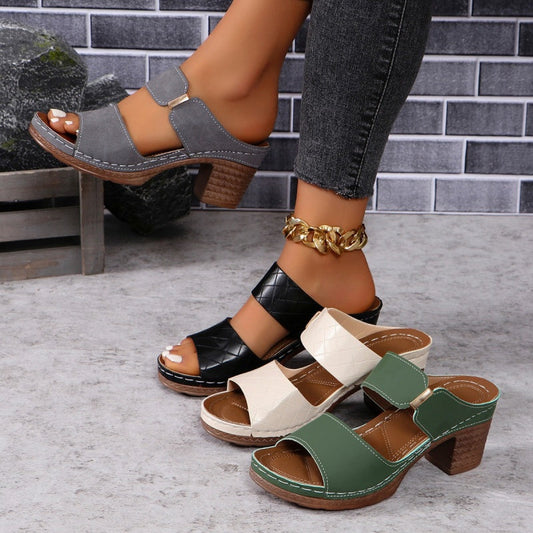 Women's Stylish Open-Toe Chunky Heel Sandals