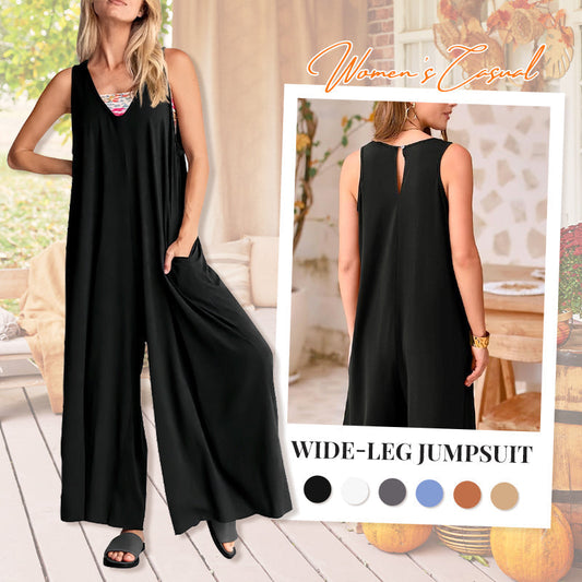 🌞Limited - Time 57% Off!👗Summer - Ready Women's V - Neck Sleeveless Wide - Leg Jumpsuit🌴