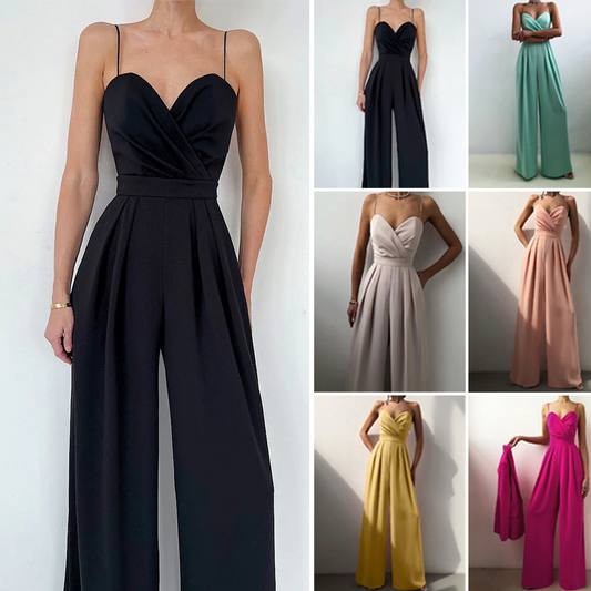 🔥Special Offer: 50% OFF🔥Women's Solid Color Camisole Waist-slimming Straight Jumpsuit
