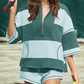 🌴Summer Specials💗Women’s Striped Half Zip Tops ＆ Shorts Two-Piece Set