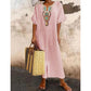 🩷Summer Hot Sale 50%OFF🩷Women's Casual Loose Cotton Linen Embroidered Split Dress