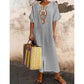 🩷Summer Hot Sale 50%OFF🩷Women's Casual Loose Cotton Linen Embroidered Split Dress