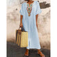🩷Summer Hot Sale 50%OFF🩷Women's Casual Loose Cotton Linen Embroidered Split Dress