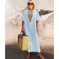 🩷Summer Hot Sale 50%OFF🩷Women's Casual Loose Cotton Linen Embroidered Split Dress