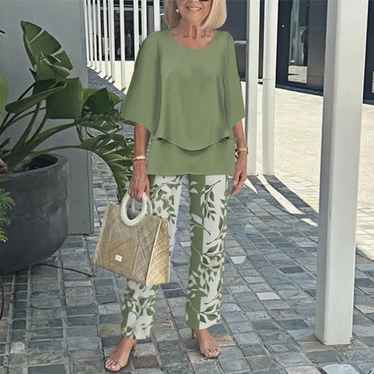 💃2025 Hot Sale 70% Off🔥Women’s Printed Pants and Crew Neck Top Set
