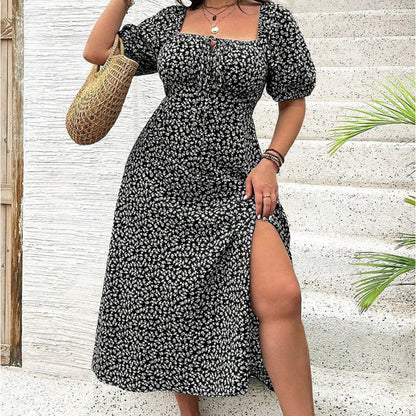 💃Summer Hot Sale 50% OFF💗Plus Size Split Floral Print Boho Maxi Dress