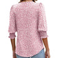 🌞Summer Hot Sale 50% OFF Women Dressy Casual 3/4 Length Sleeve Blouses with Smocked Cuffs
