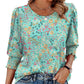 🌞Summer Hot Sale 50% OFF Women Dressy Casual 3/4 Length Sleeve Blouses with Smocked Cuffs