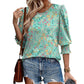 🌞Summer Hot Sale 50% OFF Women Dressy Casual 3/4 Length Sleeve Blouses with Smocked Cuffs