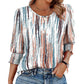 🌞Summer Hot Sale 50% OFF Women Dressy Casual 3/4 Length Sleeve Blouses with Smocked Cuffs