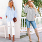 🔥LAST DAY SALE 50% OFF🏆️Women's Striped Shirt with Elastic Sleeves