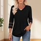 Women’s Solid Casual V-Neck Top with 3/4 Sleeves