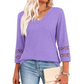 Women’s Solid Casual V-Neck Top with 3/4 Sleeves