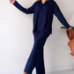 🎁Perfect Gift🎁V-Neck Casual Slit Knitted Two-Piece Set - Effortless Elegance for Every Occasion