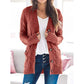 Women's Fall Casual Long Sleeve Button Down Open Front Cable Knit Cardigan Sweater Coat