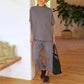 Limited Time Sale🔥Women's 2 Piece Outfits 3/4 Batwing Sleeve Pullover Top+Wide Leg Pants Set