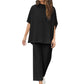 Limited Time Sale🔥Women's 2 Piece Outfits 3/4 Batwing Sleeve Pullover Top+Wide Leg Pants Set