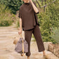 Limited Time Sale🔥Women's 2 Piece Outfits 3/4 Batwing Sleeve Pullover Top+Wide Leg Pants Set