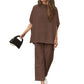 Limited Time Sale🔥Women's 2 Piece Outfits 3/4 Batwing Sleeve Pullover Top+Wide Leg Pants Set