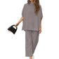 Limited Time Sale🔥Women's 2 Piece Outfits 3/4 Batwing Sleeve Pullover Top+Wide Leg Pants Set