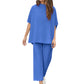 Limited Time Sale🔥Women's 2 Piece Outfits 3/4 Batwing Sleeve Pullover Top+Wide Leg Pants Set