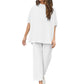 Limited Time Sale🔥Women's 2 Piece Outfits 3/4 Batwing Sleeve Pullover Top+Wide Leg Pants Set