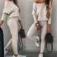 🔥HOT SALE🥰Off-Shoulder Long Sleeve Top with Drawstring Pants Set